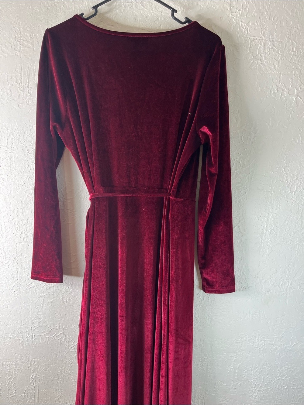 Baltic Born Sofia Velvet Wrap Maxi Dress in Mulberry Burgundy - Picture 13 of 16